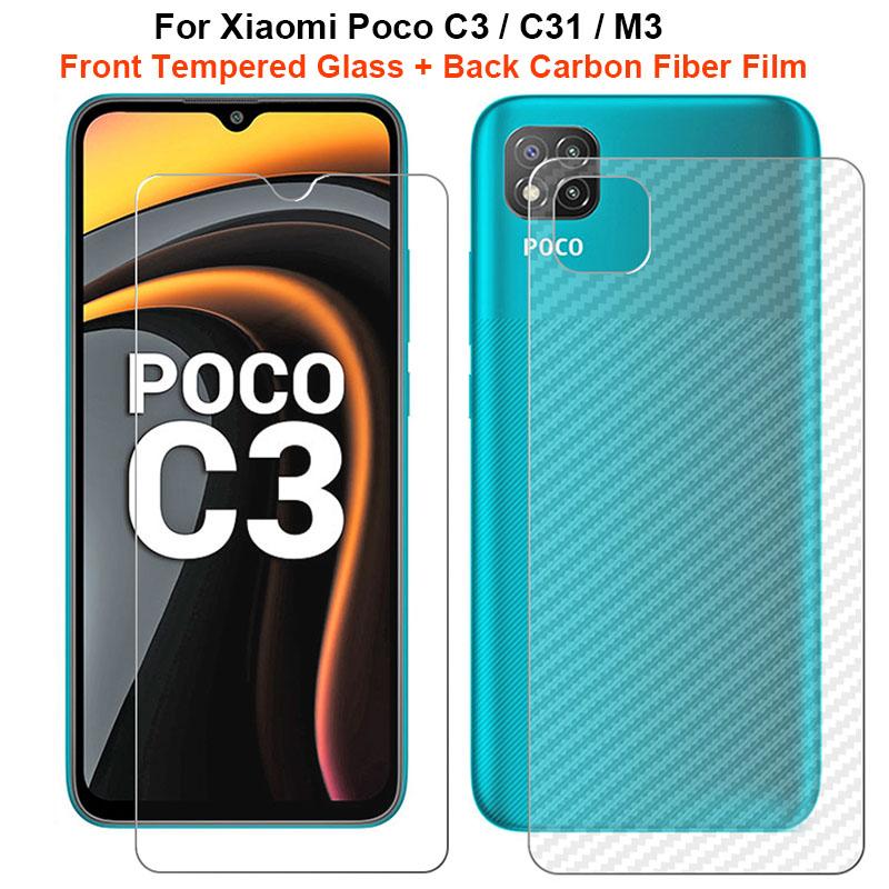 Buy For Xiaomi Poco C3 C31 M3 Set Back Carbon Fiber Film