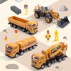 Cute Stone Construction Vehicles Toy Set, 27 Pieces, 3-in-1 Tractor, Work Vehicle, Large Play Mat, Miniature Cars, 90-Degree Swivel Excavator, Educati