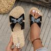 Summer women's casual slippers new outer wear bow flat bottom round head word beach sandals