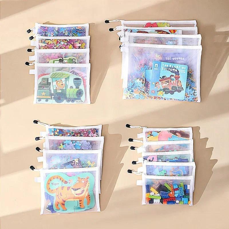 Transparent A4/A5/A6 Mesh Zipper Pouch Clear Document Bag Book File Folders Stationery Pencil Case Storage Bags Makeup Pouch