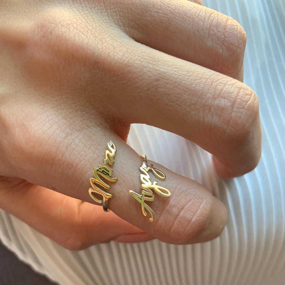 Personalized Adjustable Double Name Couple Rings Stainless Steel Custom Two Names Birthday Jewelry Men /Women For Women Present GiftBirthday Gift Idea