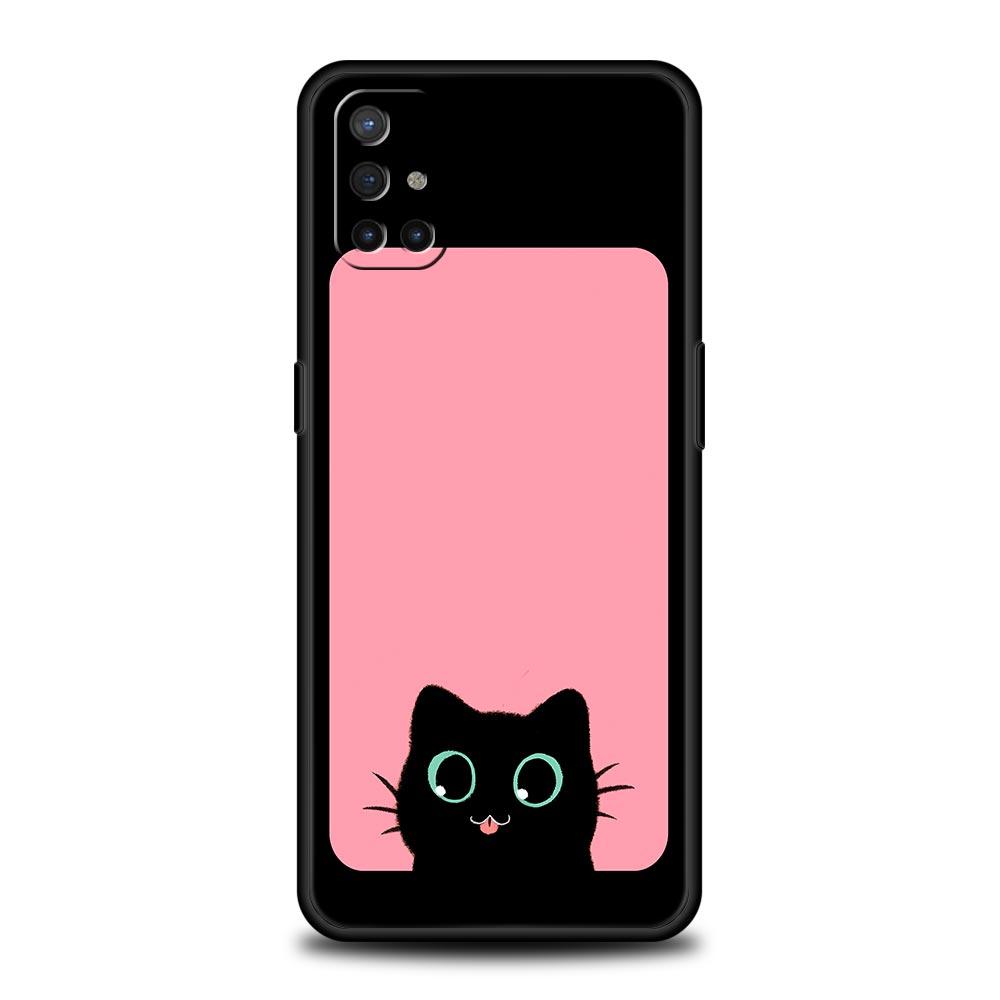 Cute Cartoon Black Cat Phone Case For OnePlus 15 13 12 11 10 9 8 15T 13T 10T 7T Pro 13R 12R 9RT 8T Nord 4 N10 2T CE 2 3 5G Cover