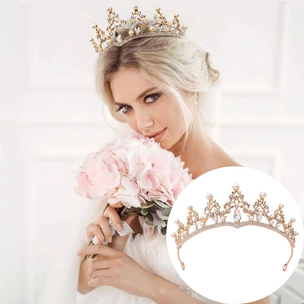 Baroque Vintage Queen Crown Rhinestone Crystal Headbands Bridal Tiara Wedding Ceremony
