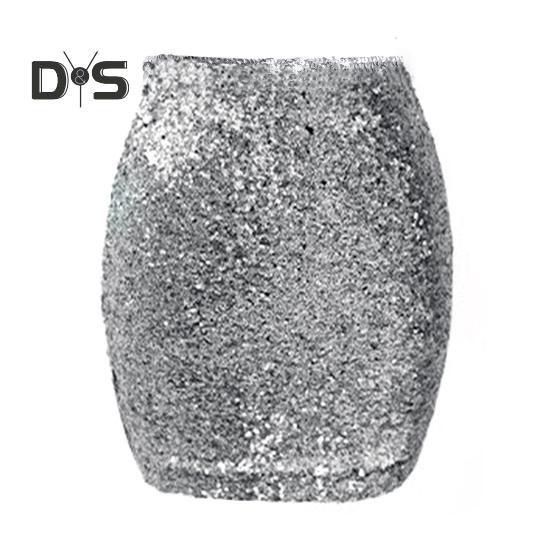 

Женская мини-юбка с высокой талией, ультракороткая, облегающая бедра юбка, блестящая, клубная юбка для вечеринки с пайетками S серебряный