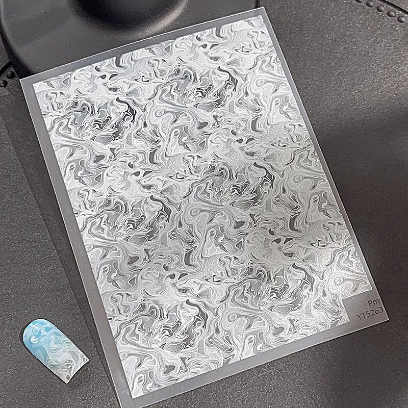 Soft Solid Color Self Adhesive Flat Nail Art Decorations Stickers Manicure Decals Solid Color Ultra-thin White Sea Waves