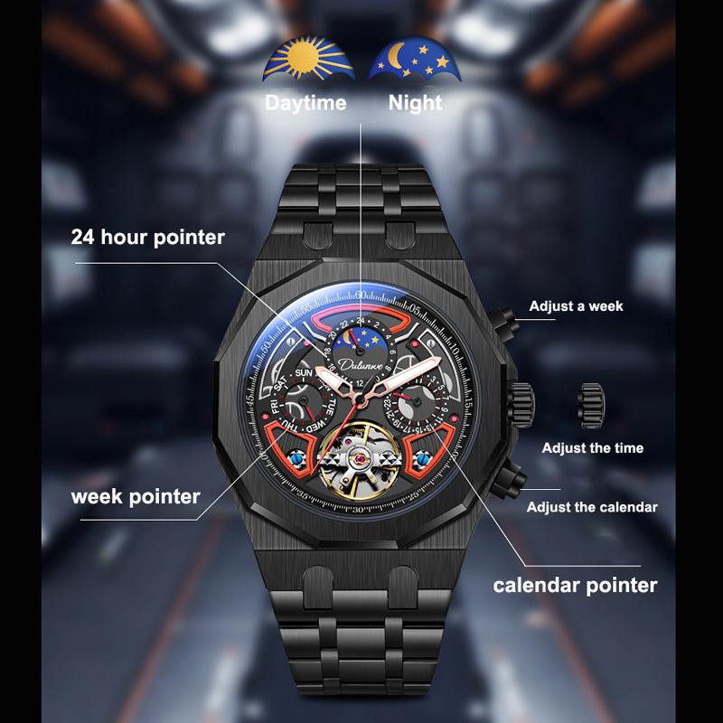 Men Mechanical Wristwatch Automatic Man Luxury Moon Phase Watches Male Casual Waterproof Business Luminous Clock