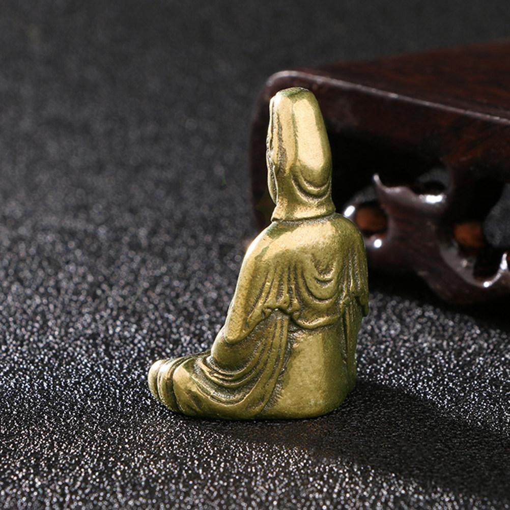 Exquisite Brass Avalokitesvara Buddha Statue Desktop Decoration Indoor Home Supplies Style Brass Decor Tabletop China Mainland