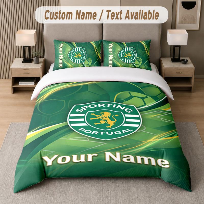 Sporting CP Design Bedding Set Custom Text 1 Duvet Cover & 2 Pillow Cases