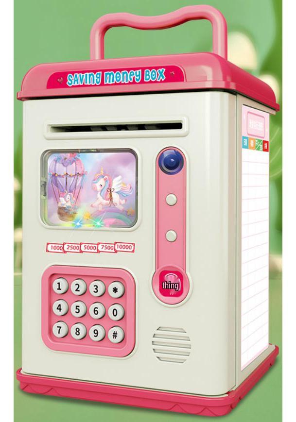 Children s Fingerprint & Face Recognition Automatic Coin Bank ATM Piggy Bank 13.5*13.5*20cm