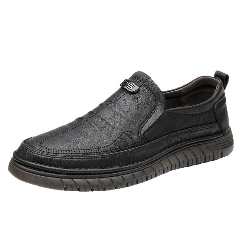 New Men's Shoes 2025 Summer Hollow Breathable Hole Shoes Men's Casual Leather Shoes Driving Leather Shoes