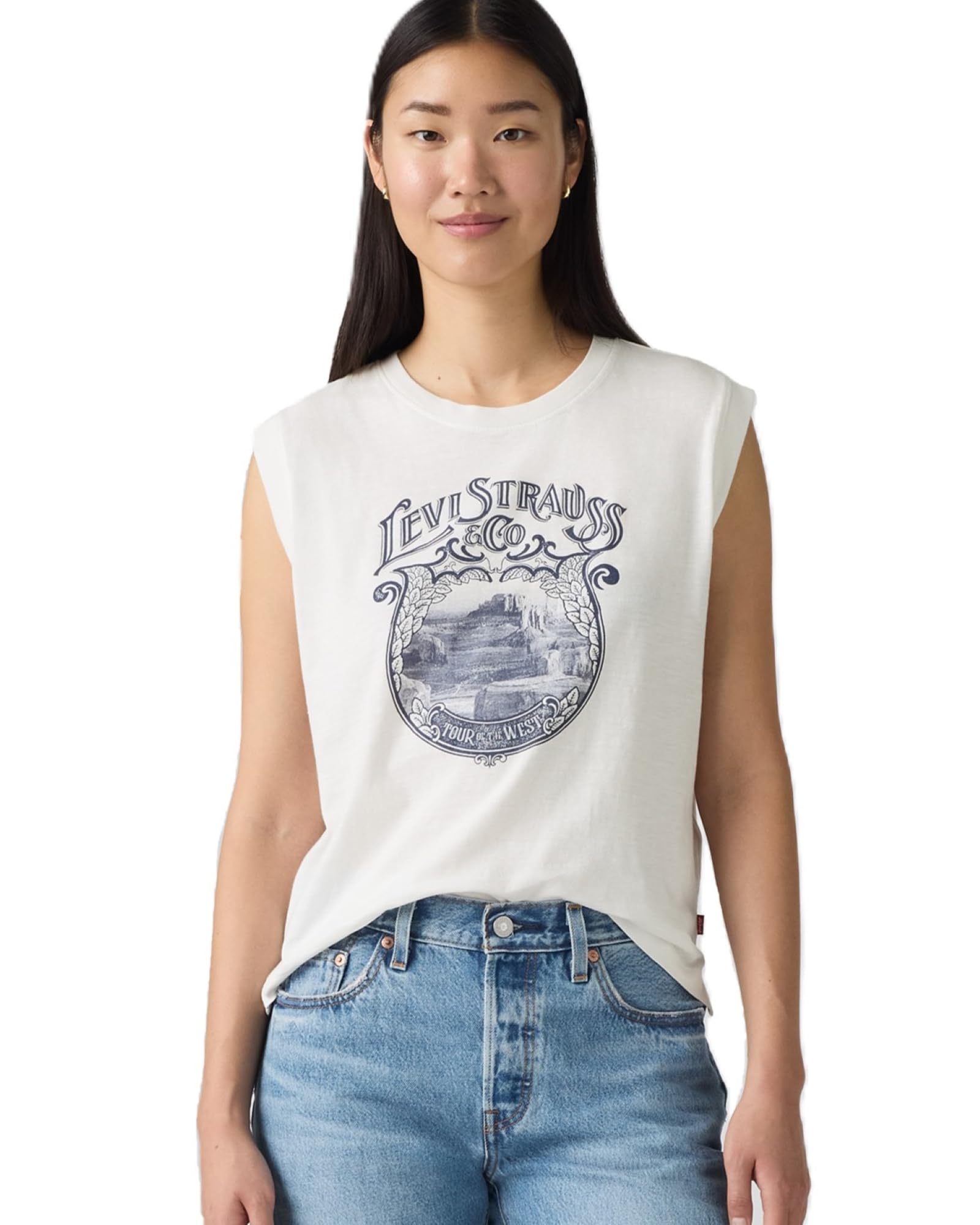 

Levi s GR BOXY TANK Graphic Sleeveless T-shirt 001MW-0000 US S белый