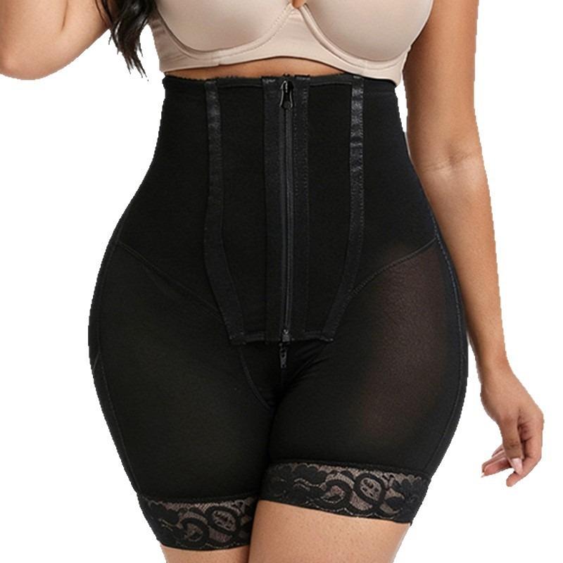 High Waist Tummy Control Shapewear Pants With Zipper And Buckle