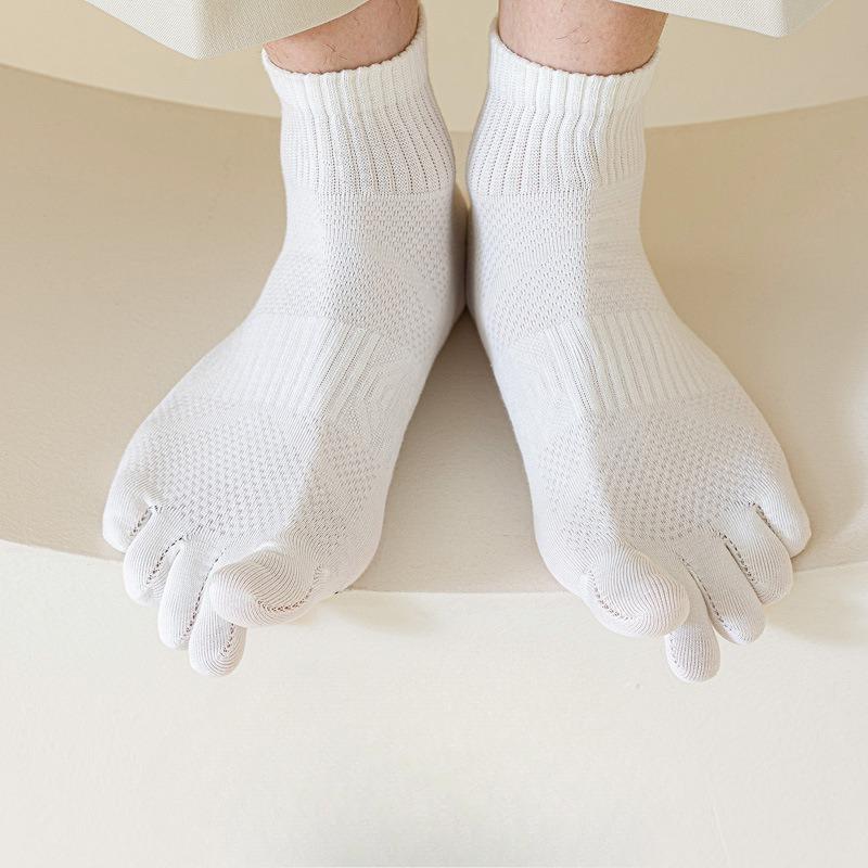 Șosete pentru bărbați de primăvară și vară, subțiri, din plasă, uni, șosete din bumbac pentru sport, șosete scurte cu degete, absorbante de transpirație și rezistente la mirosuri