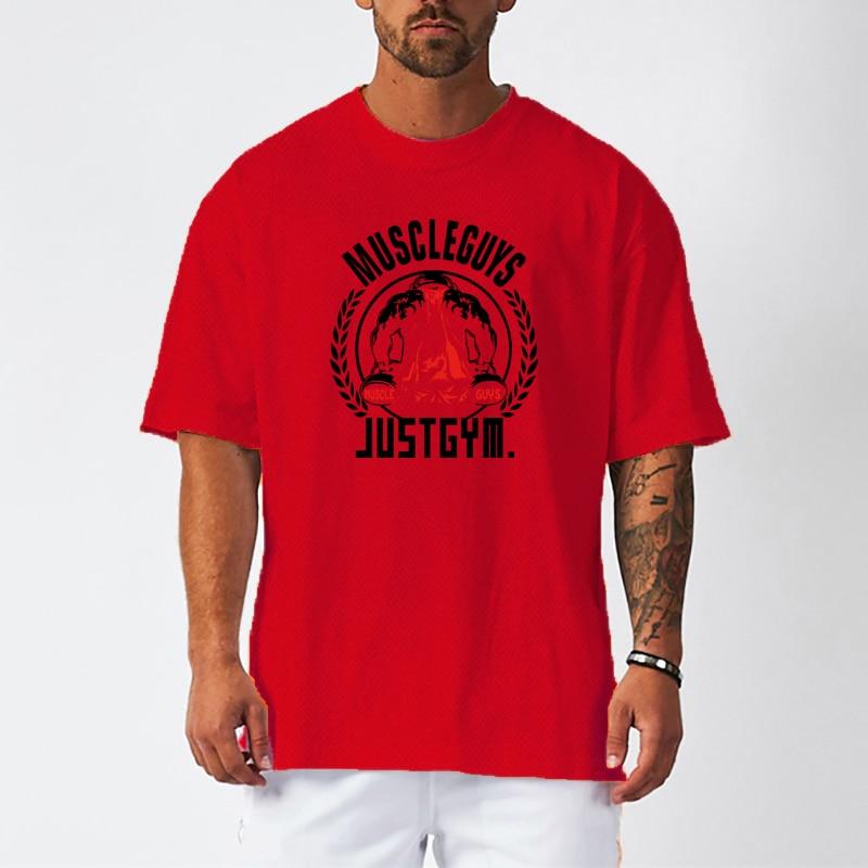Muscleguys Men's Fitness Training Short-sleeved Summer Mesh Quick-dry Thin Casual Sports T-shirt