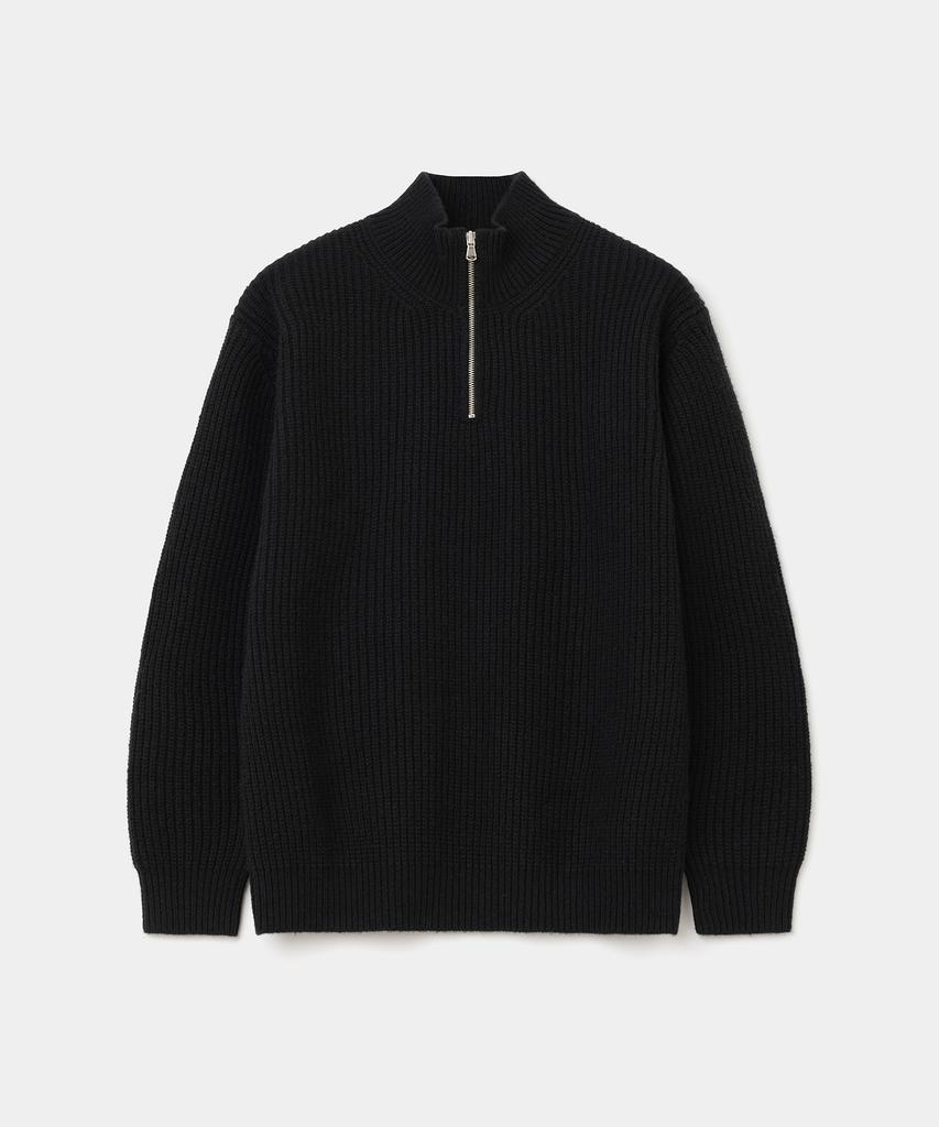 UNIFORM BRIDGE Half Zip-Up Knit Black