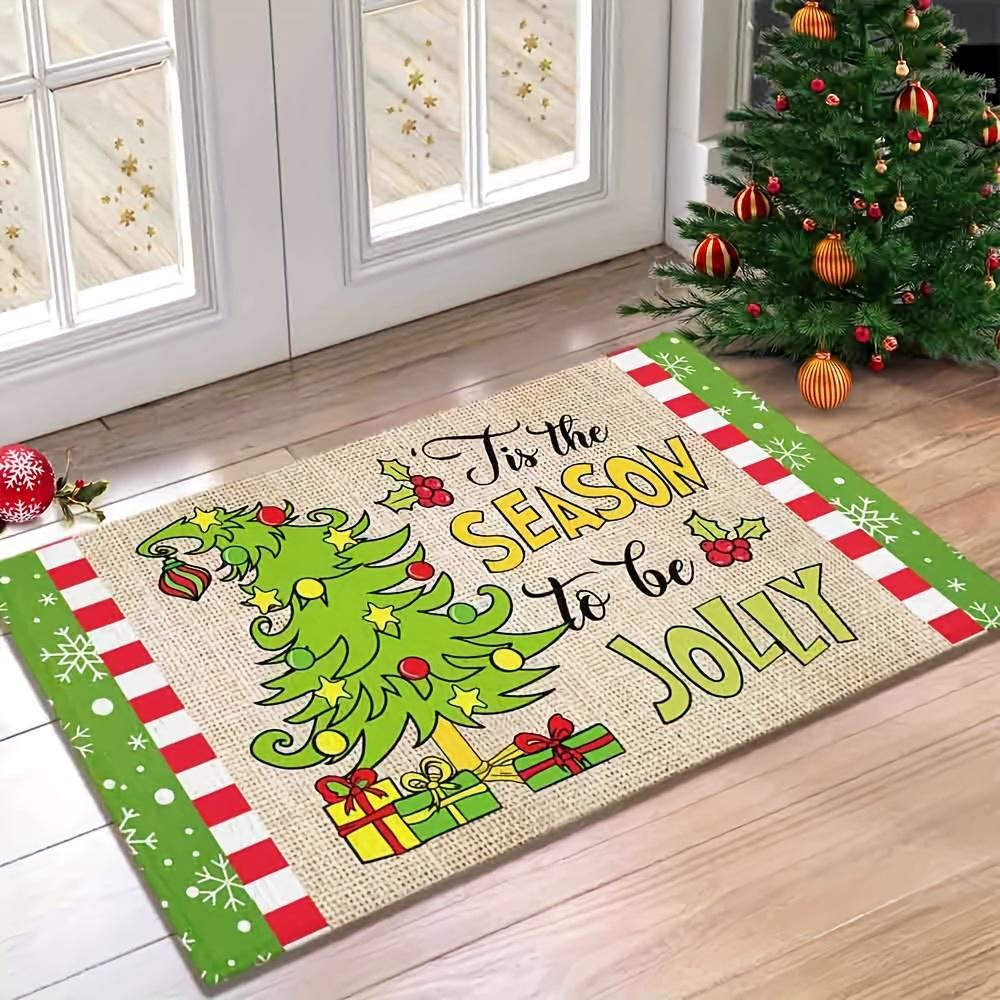 

Christmas Grinch Green Monster Water-Resistant Anti-Slip Floor Mat For Entry Door Area - Aesthetic Home Decoration 40x60cm 16x24inch