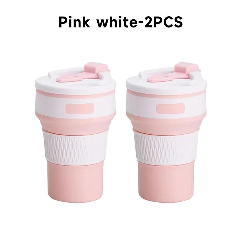 350ML Silicone Folding Cup Collapsible Mug With Cover Coffee Travel Outdoors Portable Water Drinking Tea Cups