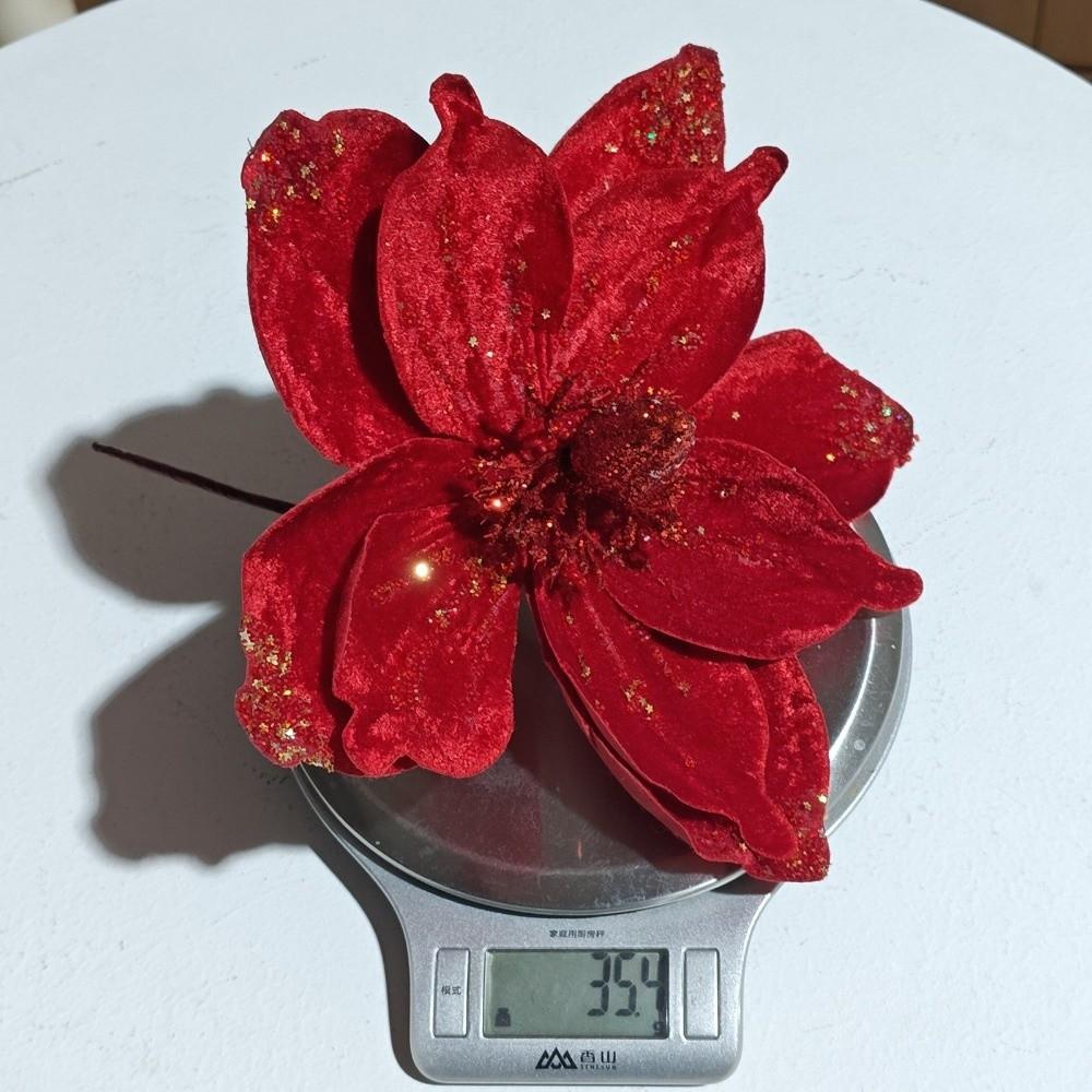 New 26CM Artificial Poinsettia Flower Sequins Glitter Christmas Glitter Flower Sparkling Sequins Flower Christmas Decoration