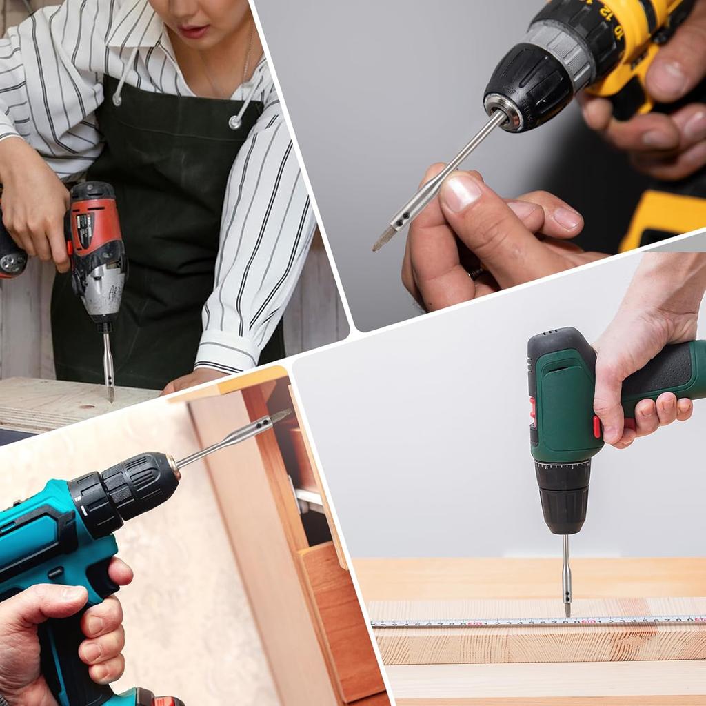 2Pcs Drill Bit Extensions 1/4'' Hexagonal Shank Tool Steel 6Inch and 12Inch for Tight Space Drilling