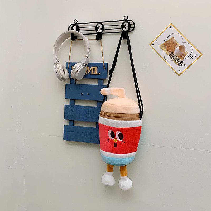 

Cute And Charming French Fries Hamburger Plush Backpack Milk Tea Messenger Pouch Creative CrossBody Coin Purse Birth Date Xmas Gifts
