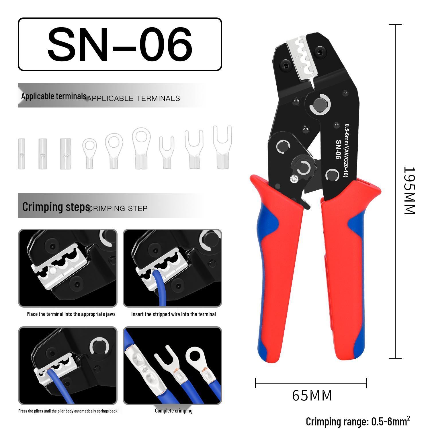 SN Series 7.5 Ratchet Crimping Pliers for RV Pre-insulated and Bare Wire Terminals