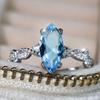 Wish New Simple Personalized White K Sea Blue Horse Eye Ring