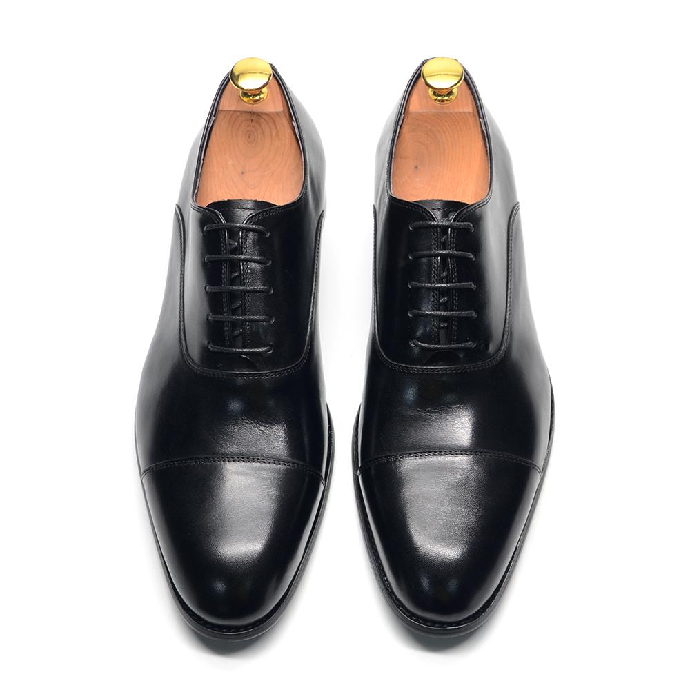 Echtes Leder Handgefertigt Herren Oxford Kleiderschuhe Kappe Zehenbereich Schnürung Klassischer Business Büroschuh Hochzeitsfeier Formelle Schuhe Mann