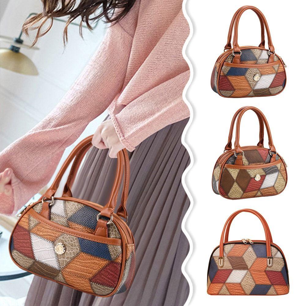 

Irregular Stitching Women Handbag National Style Tote Bag Portable Hand Coin Purse