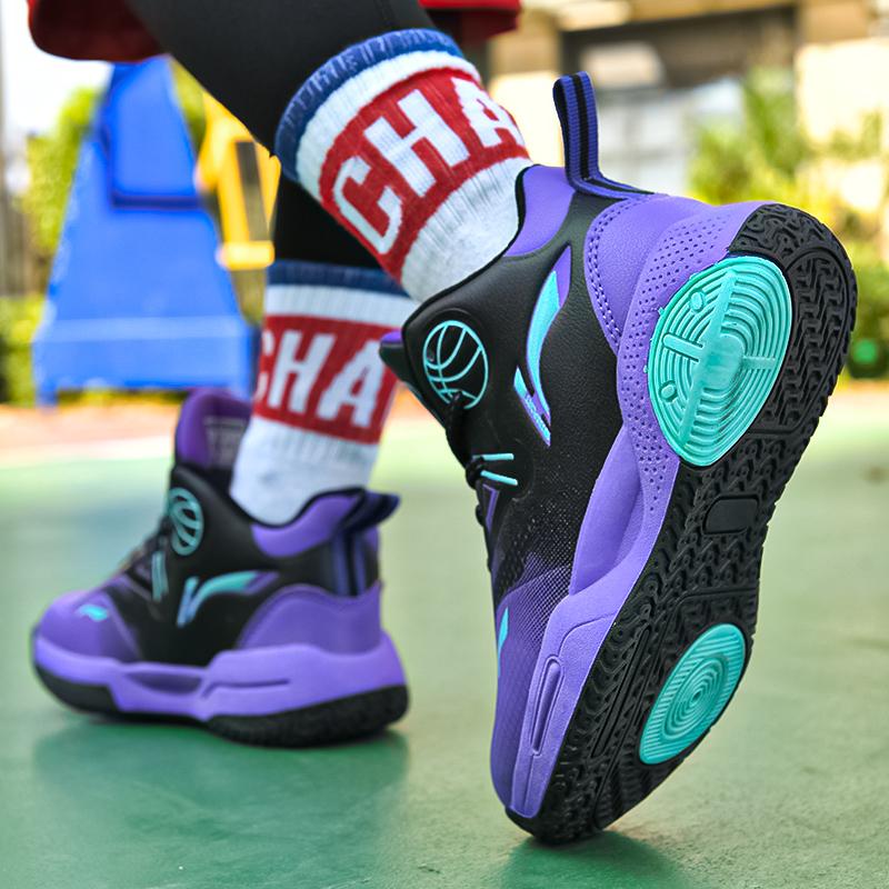 Autumn / Winter Leather Super Fiber Leather Children's Basketball Shoes Youth Casual Basketball Sports Shoes