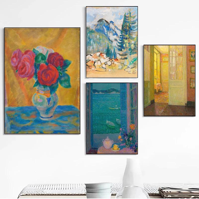 

Винтажные картины на холсте, старинные цветы, постеры с горными лошадьми, принты, настенные художественные фотографии для украшения стен гостиной, Cuadros