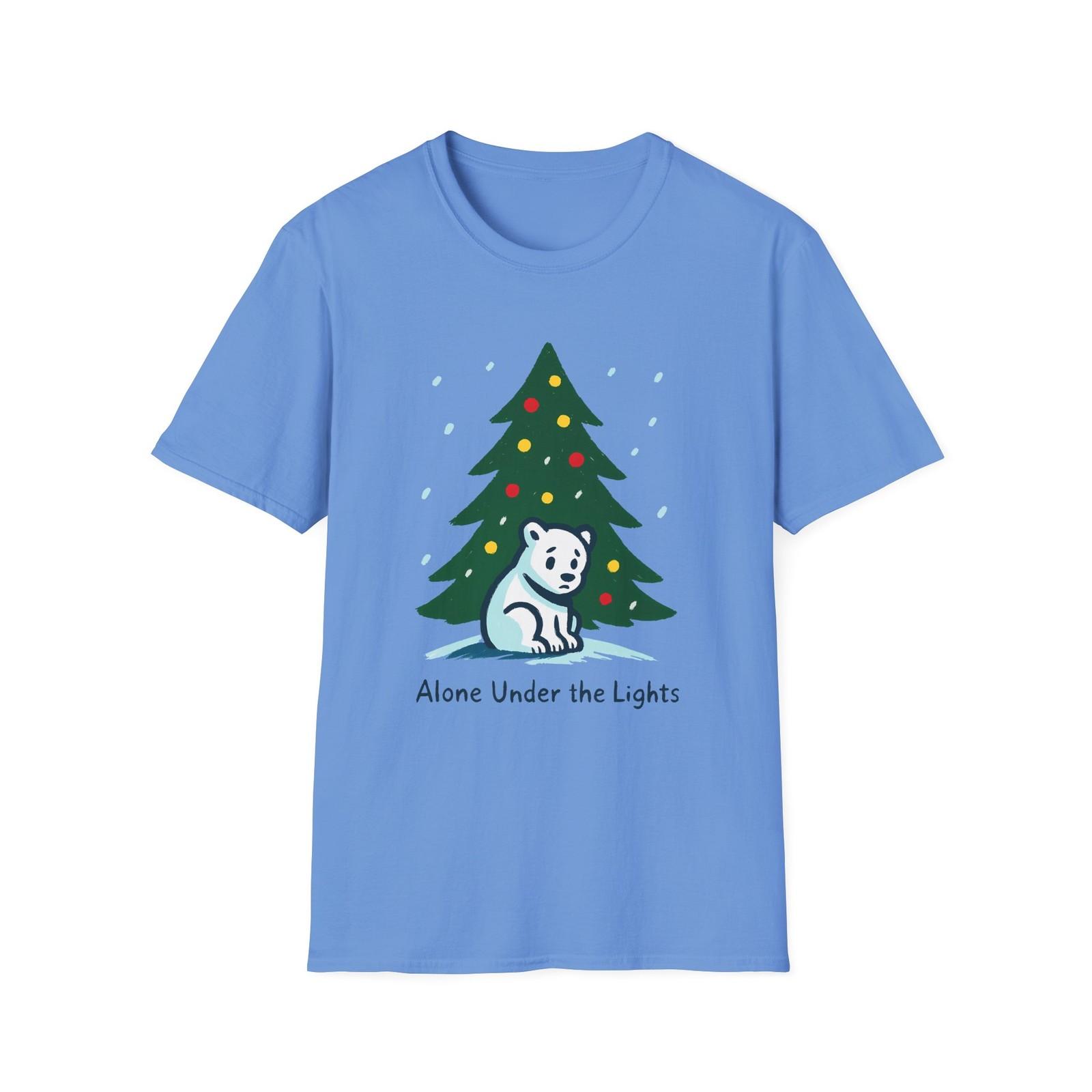 Unisex Softstyle T-Shirt Mens Womens Tees Top Polar Bear Christmas Tree Snow Winter Holiday S