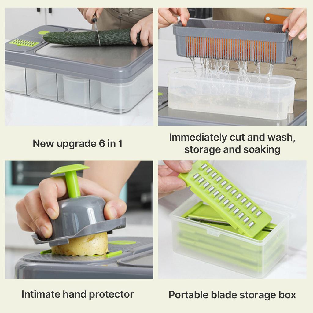 7 In 1 vegetable chopper with container and Lid Manual Hand Veggie Chopper Self Cleaning Mini