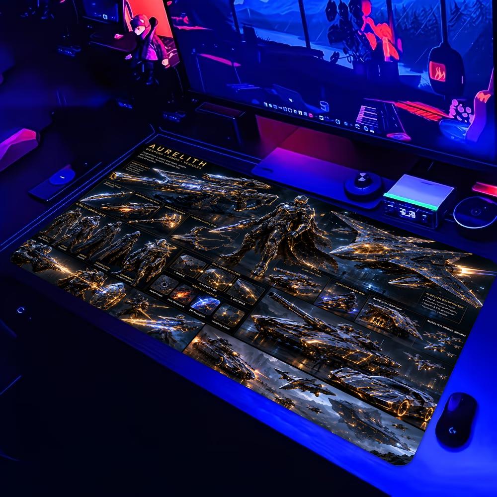 Sci-Fi Mech Rüstung Mecha Bauplan XXL Schreibtischunterlage Futuristische Gewehr Raumschiff Groß Rutschfest Gummi Tastatur Gaming Büro Mauspads