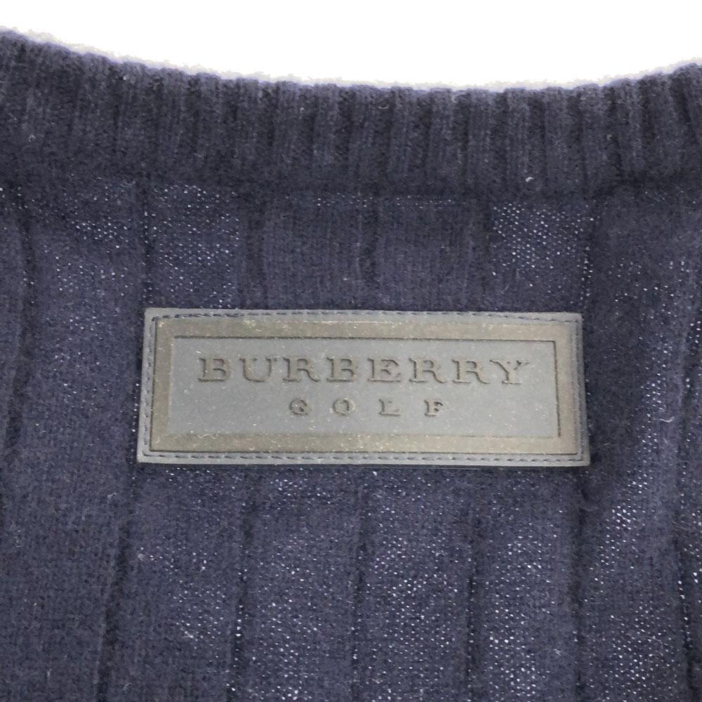 Burberry Made In Japan Sanyo Shokai Wool Blend Golf Long Sleeve V Neck Sweater Men's Used