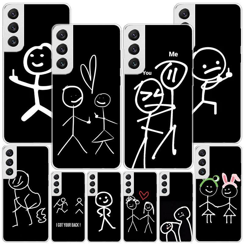 Cartoon Stickman Matchman Phone Case For Samsung Galaxy S24 S25 Edge S26 Ultra S23 S22 S21 Plus S20 FE + Personalized Print Cove
