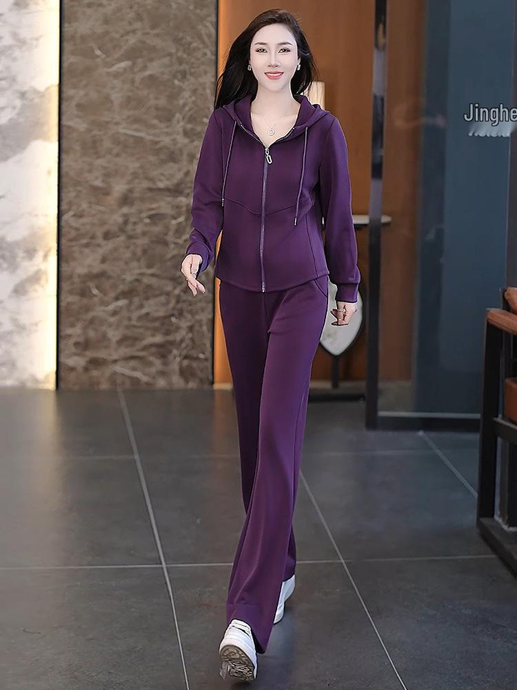 Women's Trendy Hooded Sweatshirt and Jogger Set - Spring/Autumn 2025