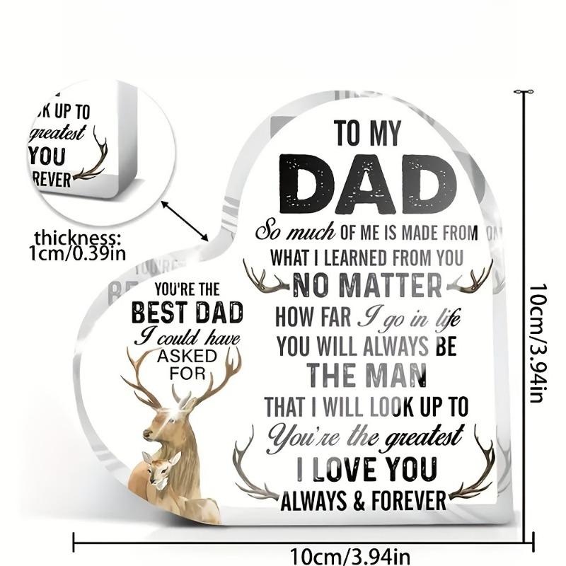 2D Flat Dad Gifts From Daughter Son, Father Gifts for Birthday Christmas Father's Day, Dad Clear Acrylic Sign Keepsake Gifts, Acrylic Decor for