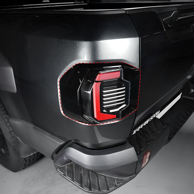 For Kia TASMAN 2025 2026 2PCS Black Carbon Fiber ABS Car Taillight Cover Trim Car Decorative Strips Accessories