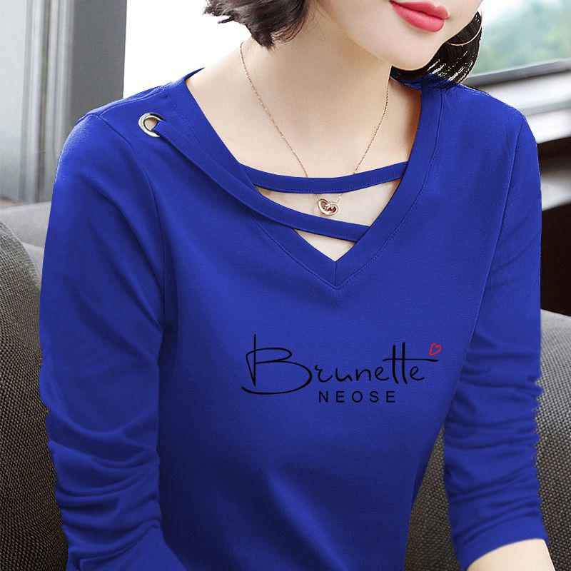 

Женский топ свободного кроя из хлопка с длинным рукавом в корейском стиле 2024 года - Универсальный большой размер для весны и осени 4XL