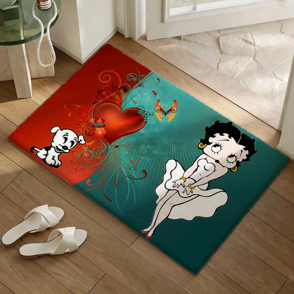 Cute B-Betty Boop Floor Mat Soft Flannel Non-Slip Door Mat - Thickened Rug for Living Room Home Decor 40x60cm