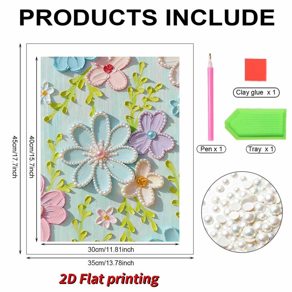 DIY Pearl Painting Set Colored Flowers Pattern Home Decoration Handmade Sticky Diamond Creative Canvas Pearl Art Painting Crafts Perfect Gift