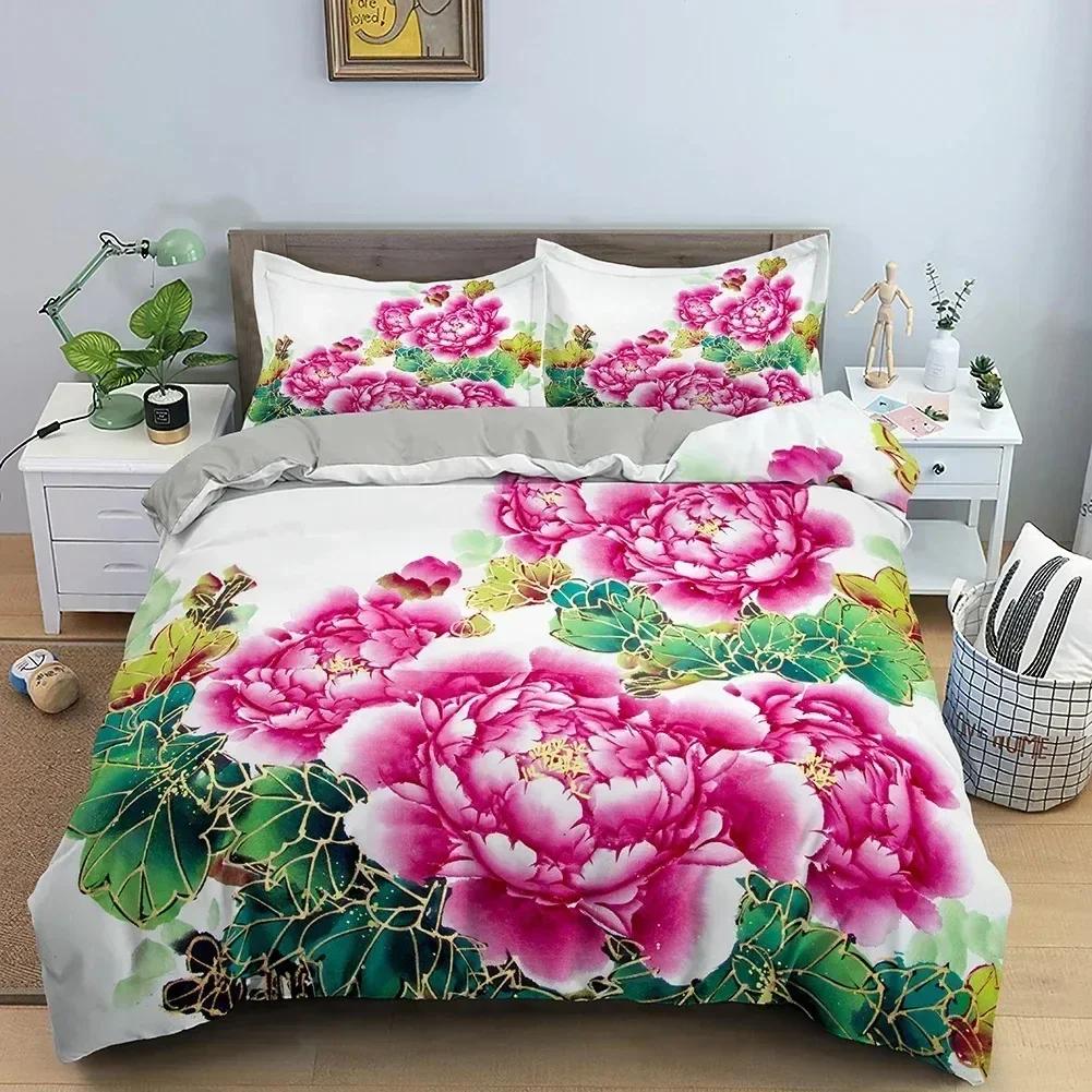 3D Rose Pattern Duvet Cover Set Queen King Size Bedding Set Quilt Cover With Zipper Closure Valentine'S Day Gift For Lover