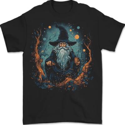 26 T-shirt Fantaisie pour Homme Vieux Sorcier Sage 100% Coton T-shirt Unisexe