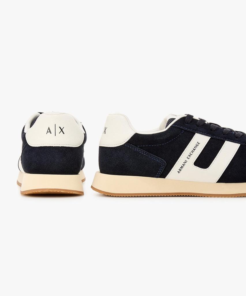 Armani Exchange Men'S Logo Patch Suede Sneakers _Dark Navy_A416175006