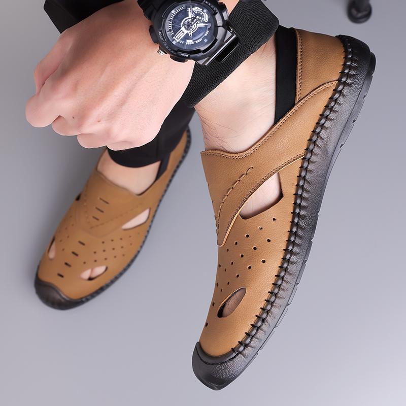 Fashion 2025 High Quality New Men's Leather Casual Shoes Handmade Soles Loafers Hollowed Out Lightweight Men's Flat Loafers Loafers