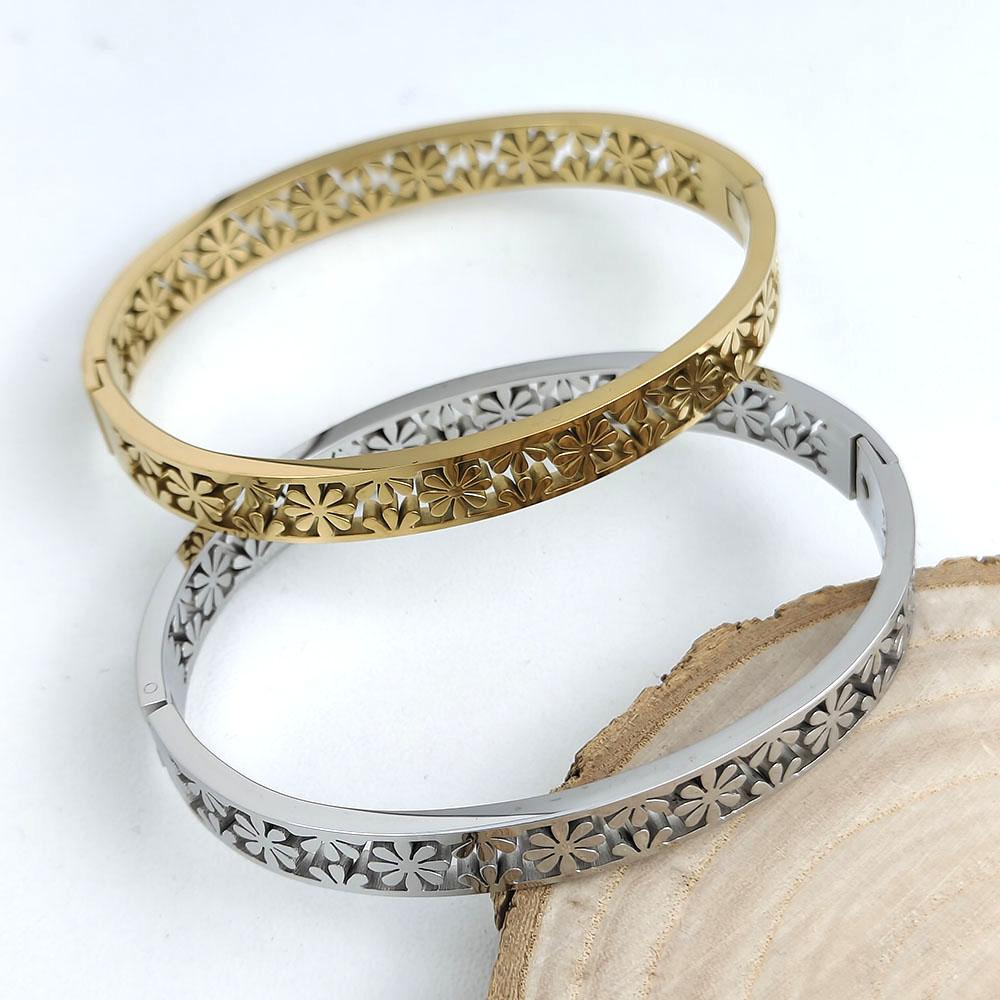 New Honeycomb Sunflower 18K Gold-plated Stainless Steel Bracelet, Waterproof, No Rust and Fading, Wedding Party Gift