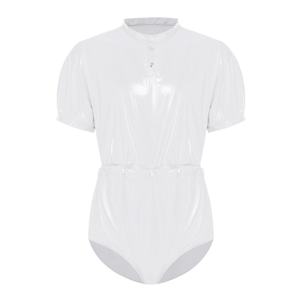 Men Waterproof Adaptive Bodysuit Short Sleeve Buttoned Waist Detachable Bottoms Diaper Cover Romper Special Need Clothing