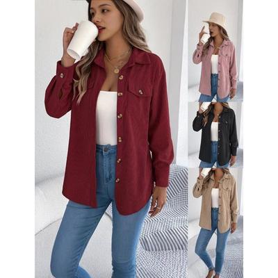 2026 Herbst Damen Cord Langarm Locker Revers Jacke