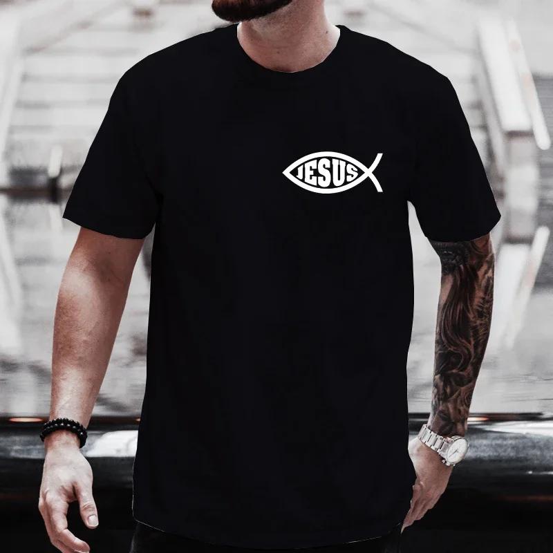 Men T Shirts Jesus Fish Christ Graphic T-Shirt for Men Women Christian Tops Short Sleeve Tees Streetwear Plus  Y2k Clothing#Color