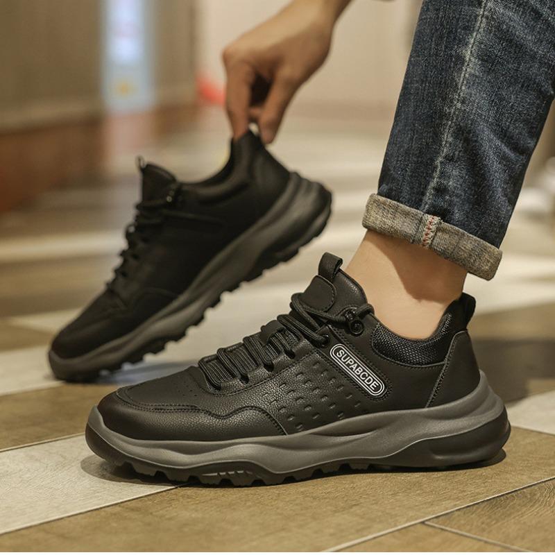 Fashion Designer Leather Platform Sneakers for Men Casual Soft-soled Increase Men's Shoes Fashion Spring Autumn Outdoor Sport Shoes Male